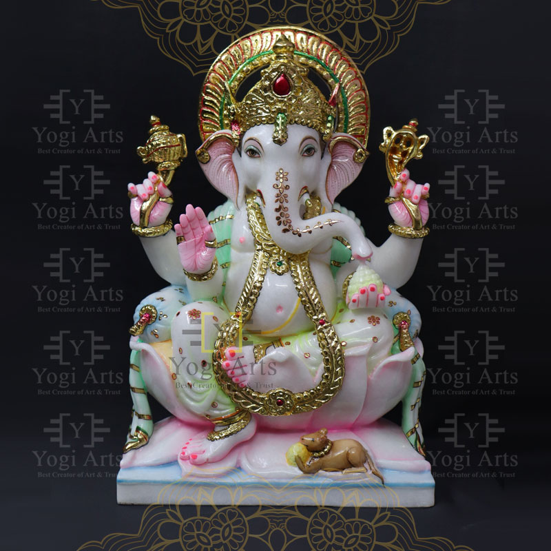 Colourful Decorative Marble Ganpati