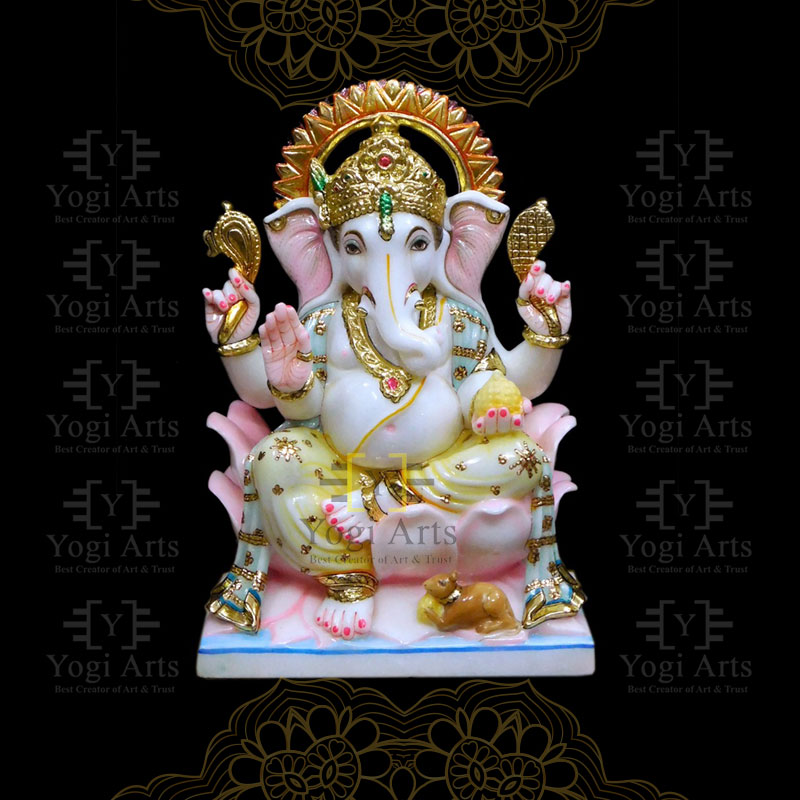 Colourful Decorative Marble Ganesha