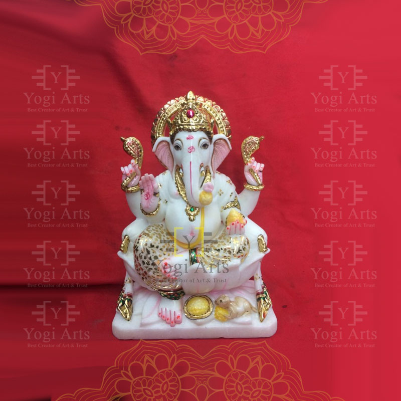 Colourful Decorative Marble Ganesh